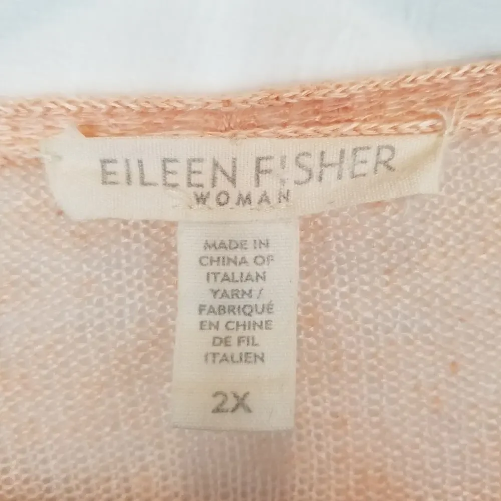 Eileen Fisher Woman 100% Linen Lightweight Open Front Cardigan Peach Size 2X - Picture 3 of 5